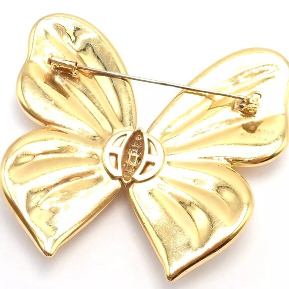 Authentic! Van Cleef & Arpels 18k Yellow Gold Extra Large Butterfly Pin Brooch - Picture 9 of 11
